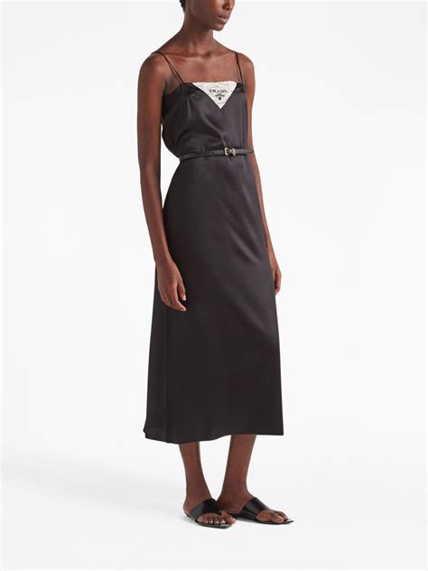 Elegant Prada Crepe Top Soft Silk Slip Dress 